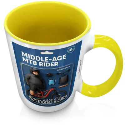 (XL 15oz Yellow Inner & Handle) with 2 Photos Printed Front & Back (Personalised with Text)