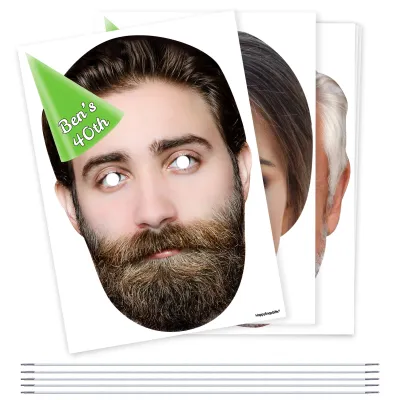 Pack of 5 (A4) with Hat Theme (Green) DIY Masks + Elastics (Personalised with Text)