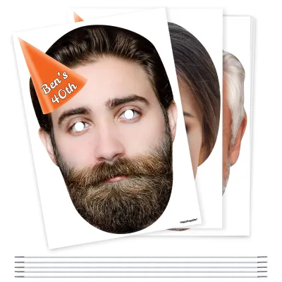 Pack of 5 (A4) with Hat Theme (Orange) DIY Masks + Elastics (Personalised with Text)