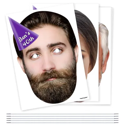 Pack of 5 (A4) with Hat Theme (Purple) DIY Masks + Elastics (Personalised with Text)