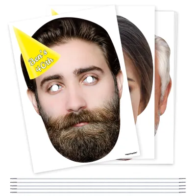 Pack of 5 (A4) with Hat Theme (Yellow) DIY Masks + Elastics (Personalised with Text)