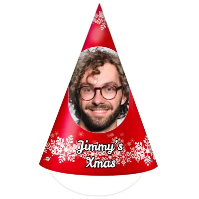 Pack of 10 - Snowflakes on Red Design DIY + Elastics (10 Different Faces) (Personalised with Text)