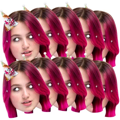 Pack of 10 (A4) with Hat Theme (Xmas Decorations) Finished Masks + Elastics (Personalised with Text)