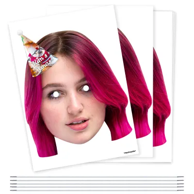 Pack of 5 (A4) with Hat Theme (Xmas Decorations) DIY Masks + Elastics (Personalised with Text)