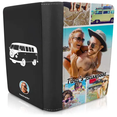 (UK Standard 21cm) (Camper Van Icon) Black (Personalised with Text)