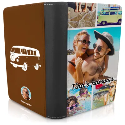 (UK Standard 21cm) (Camper Van Icon) Brown (Personalised with Text)