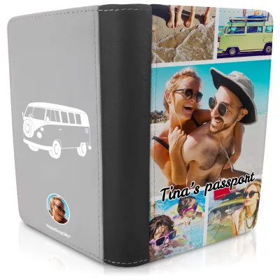 (UK Standard 21cm) (Camper Van Icon) Grey (Personalised with Text)