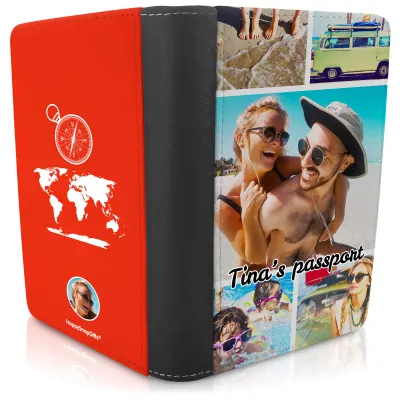 (UK Standard 21cm) (Globe and Compass Icon) Red (Personalised with Text)