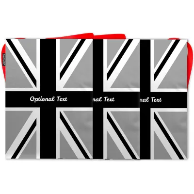 - 5 Metres with 12 Rectangle Flags (28cm) Black & White Mock Suede Polyester Fabric (Personalised with Text)