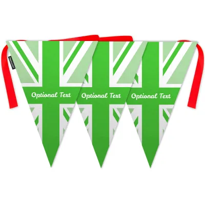 - 5 Metres with 12 Triangle Flags (28cm) Green Mock Suede Polyester Fabric
