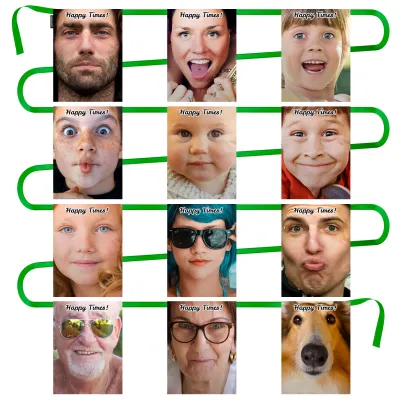 - 5 Metres with 12 Rectangle Flags (28cm) Mock Suede Polyester Fabric (Personalised with Text)