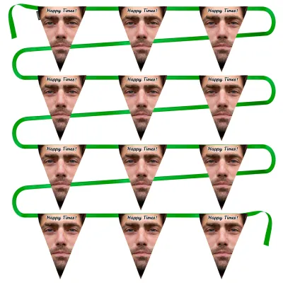 - 5 Metres with 12 Triangle Flags (28cm) Mock Suede Polyester Fabric (Personalised with Text)