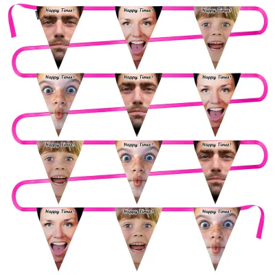 - 5 Metres with 12 Triangle Flags (28cm) Mock Suede Polyester Fabric (Personalised with Text)