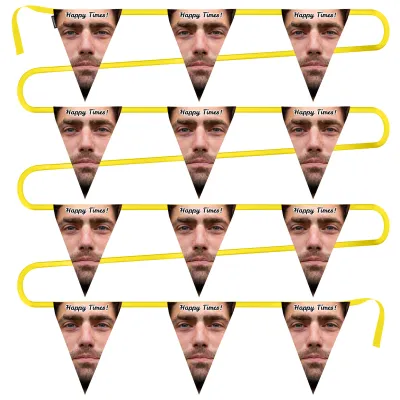 - 5 Metres with 12 Triangle Flags (28cm) Mock Suede Polyester Fabric (Personalised with Text)