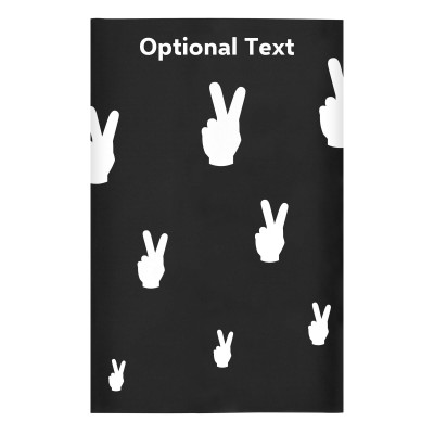 Regular (38cm x 25cm) (Two Finger Icon) Black - Stretch Polyester (Personalised with Text)