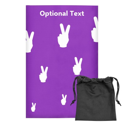 Regular (38cm x 25cm) (Two Finger Icon) Purple - Stretch Polyester (Personalised with Text) with Small Black Storage Pouch