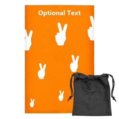 Regular (38cm x 25cm) (Two Finger Icon) Burnt Orange - Stretch Polyester (Personalised with Text) with Small Black Storage Pouch