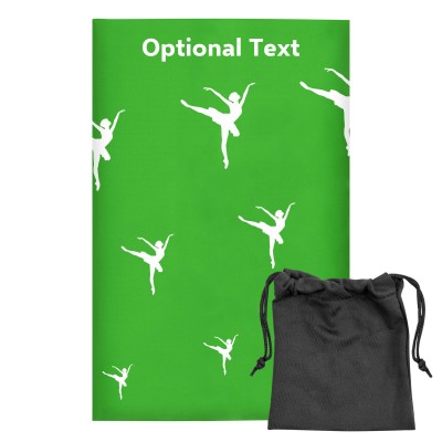 Regular (38cm x 25cm) (Ballet Icon) Bright Green - Stretch Polyester (Personalised with Text) with Small Black Storage Pouch