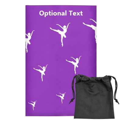 Regular (38cm x 25cm) (Ballet Icon) Purple - Stretch Polyester (Personalised with Text) with Small Black Storage Pouch