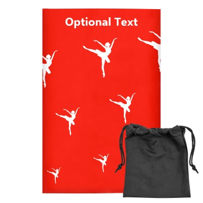 Regular (38cm x 25cm) (Ballet Icon) Red - Stretch Polyester (Personalised with Text) with Small Black Storage Pouch