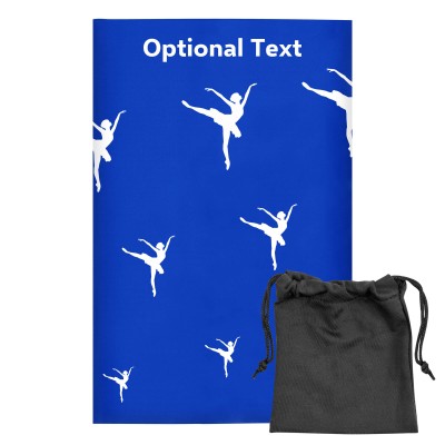 Regular (38cm x 25cm) (Ballet Icon) Royal Blue - Stretch Polyester (Personalised with Text) with Small Black Storage Pouch