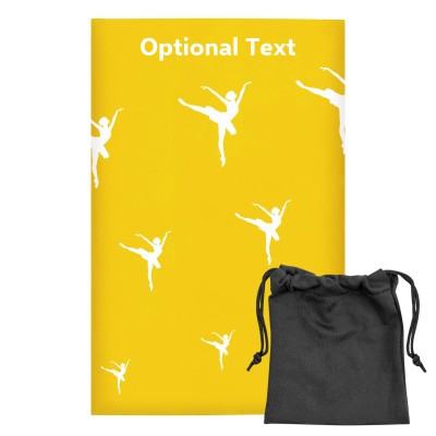 Regular (38cm x 25cm) (Ballet Icon) Yellow - Stretch Polyester (Personalised with Text) with Small Black Storage Pouch