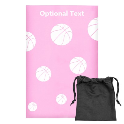 Regular (38cm x 25cm) (Basketball Icon) Baby Pink - Stretch Polyester (Personalised with Text) with Small Black Storage Pouch