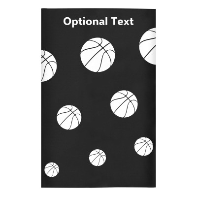 Regular (38cm x 25cm) (Basketball Icon) Black - Stretch Polyester (Personalised with Text)