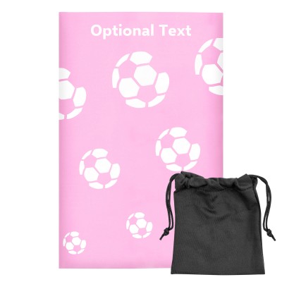 Regular (38cm x 25cm) (Football Icon) Baby Pink - Stretch Polyester (Personalised with Text) with Small Black Storage Pouch