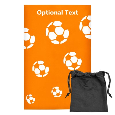 Regular (38cm x 25cm) (Football Icon) Burnt Orange - Stretch Polyester (Personalised with Text) with Small Black Storage Pouch