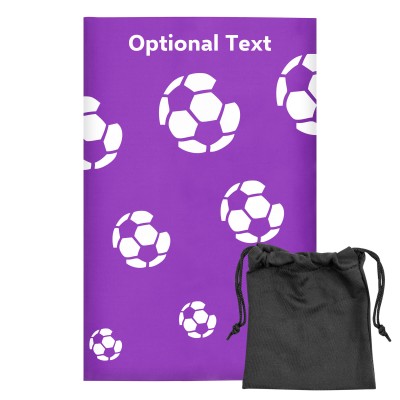 Regular (38cm x 25cm) (Football Icon) Purple - Stretch Polyester (Personalised with Text) with Small Black Storage Pouch