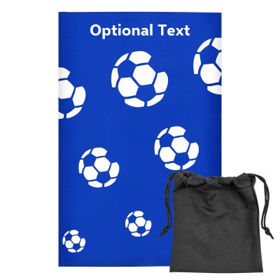 Regular (38cm x 25cm) (Football Icon) Royal Blue - Stretch Polyester (Personalised with Text) with Small Black Storage Pouch