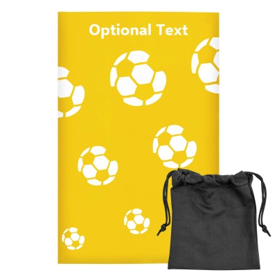 Regular (38cm x 25cm) (Football Icon) Yellow - Stretch Polyester (Personalised with Text) with Small Black Storage Pouch