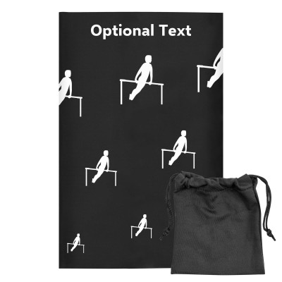 Regular (38cm x 25cm) (Gymnastics Icon) Black - Stretch Polyester (Personalised with Text) with Small Black Storage Pouch