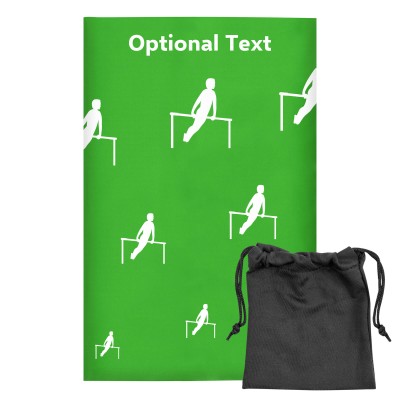 Regular (38cm x 25cm) (Gymnastics Icon) Bright Green - Stretch Polyester (Personalised with Text) with Small Black Storage Pouch
