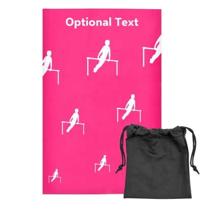 Regular (38cm x 25cm) (Gymnastics Icon) Hot Pink (Fuchsia) - Stretch Polyester (Personalised with Text) with Small Black Storage Pouch