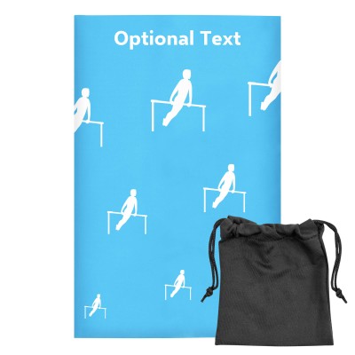 Regular (38cm x 25cm) (Gymnastics Icon) Sky Blue - Stretch Polyester (Personalised with Text) with Small Black Storage Pouch