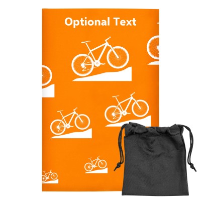 Regular (38cm x 25cm) (Mountain Biking Icon) Burnt Orange - Stretch Polyester (Personalised with Text) with Small Black Storage Pouch