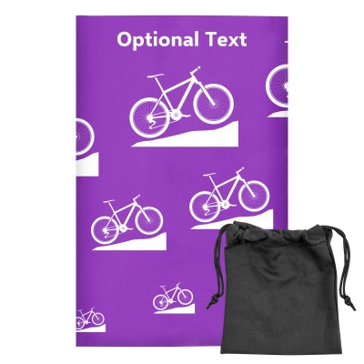 Regular (38cm x 25cm) (Mountain Biking Icon) Purple - Stretch Polyester (Personalised with Text) with Small Black Storage Pouch