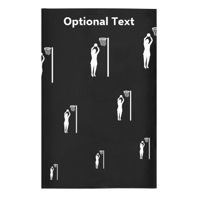 Regular (38cm x 25cm) (Netball Icon) Black - Stretch Polyester (Personalised with Text)