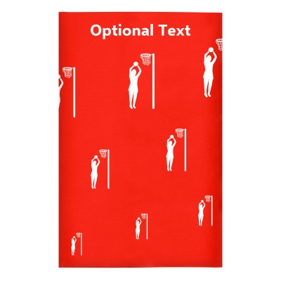 Regular (38cm x 25cm) (Netball Icon) Red - Stretch Polyester (Personalised with Text)