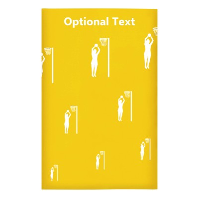 Regular (38cm x 25cm) (Netball Icon) Yellow - Stretch Polyester (Personalised with Text)