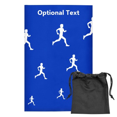 Regular (38cm x 25cm) (Running Icon) Royal Blue - Stretch Polyester (Personalised with Text) with Small Black Storage Pouch