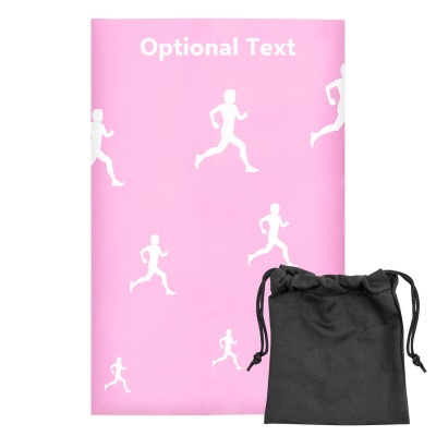 Regular (38cm x 25cm) (Running Icon) Baby Pink - Stretch Polyester (Personalised with Text) with Small Black Storage Pouch