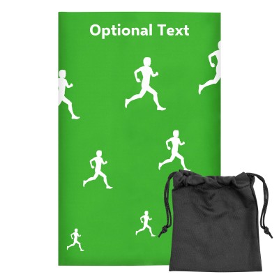 Regular (38cm x 25cm) (Running Icon) Bright Green - Stretch Polyester (Personalised with Text) with Small Black Storage Pouch