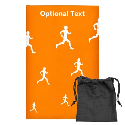 Regular (38cm x 25cm) (Running Icon) Burnt Orange - Stretch Polyester (Personalised with Text) with Small Black Storage Pouch