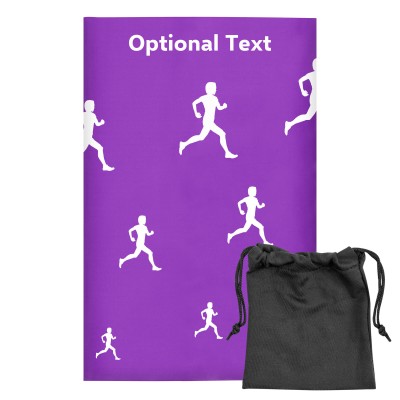 Regular (38cm x 25cm) (Running Icon) Purple - Stretch Polyester (Personalised with Text) with Small Black Storage Pouch