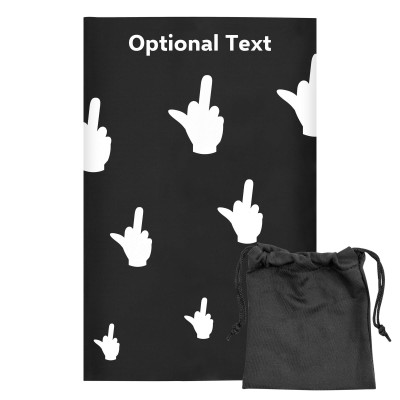 Regular (38cm x 25cm) (Single Finger Icon) Black - Stretch Polyester (Personalised with Text) with Small Black Storage Pouch