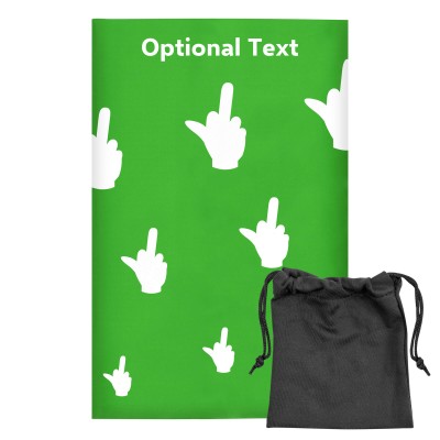 Regular (38cm x 25cm) (Single Finger Icon) Bright Green - Stretch Polyester (Personalised with Text) with Small Black Storage Pouch