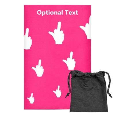 Regular (38cm x 25cm) (Single Finger Icon) Hot Pink (Fuchsia) - Stretch Polyester (Personalised with Text) with Small Black Storage Pouch